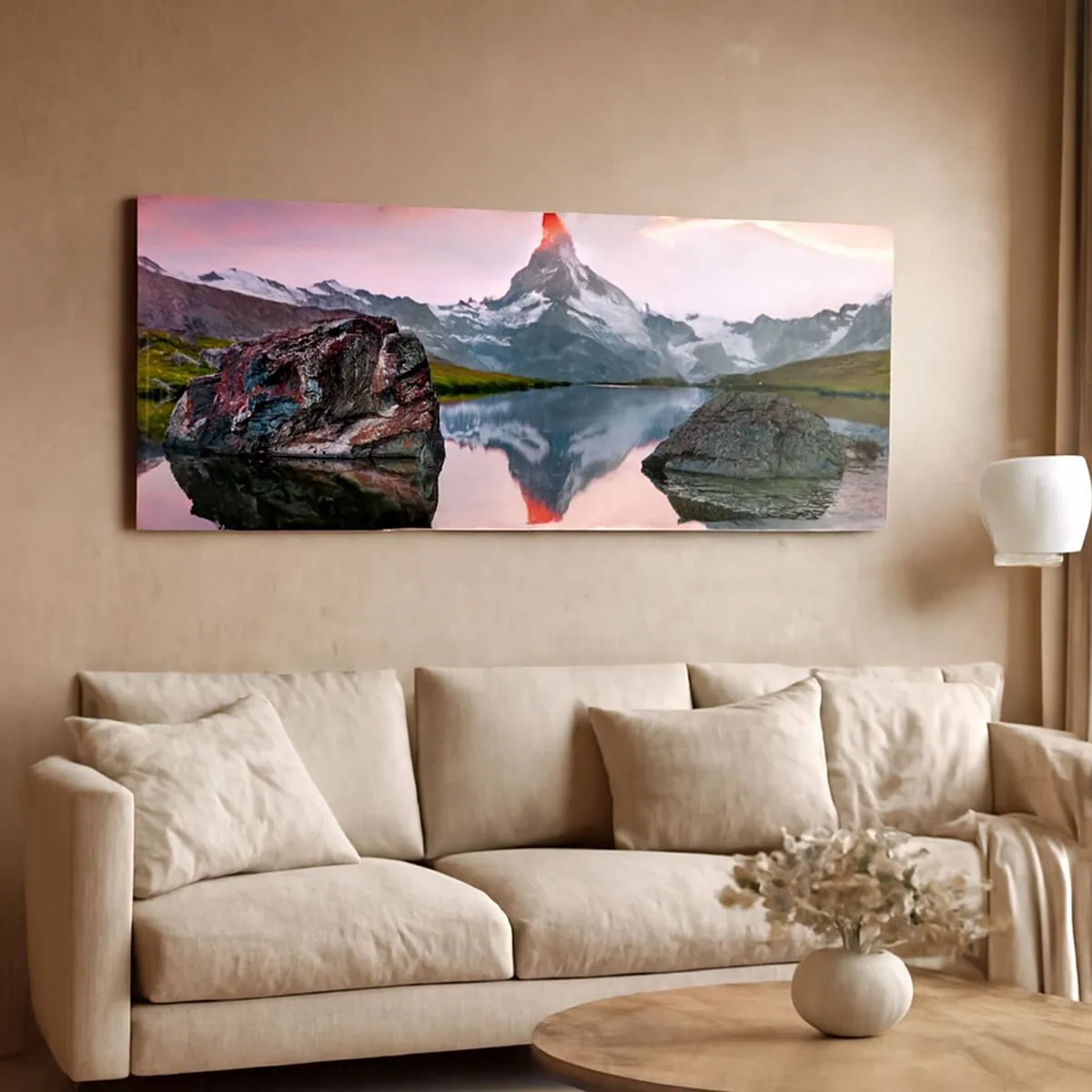 Lærredstryk - Billede på lærred - Bjergenes hjerte er varmt - 100x40 cm