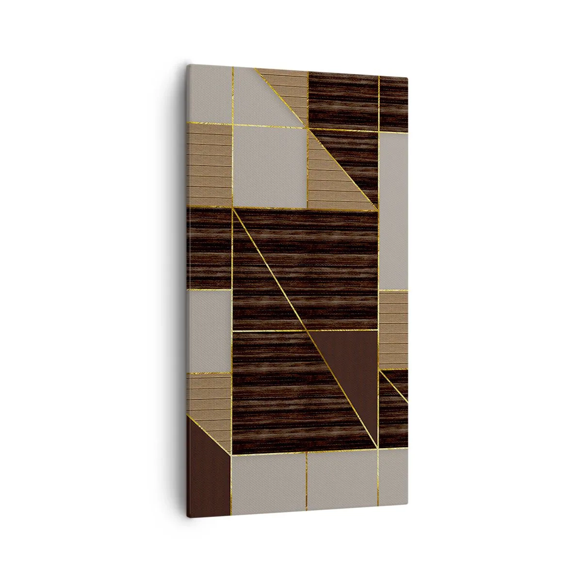Lærredstryk - Billede på lærred - En mosaik af brune og gyldne farver - 55x100 cm