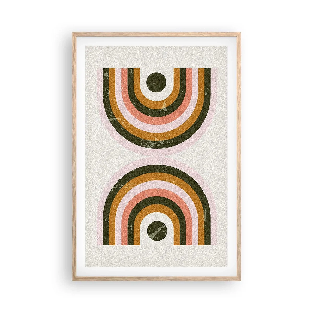Plakat i ramme af lyst egetræ - Tvilling-abstraktion - 61x91 cm