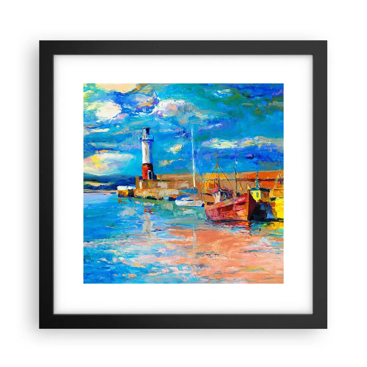 Plakat i sort ramme - Eftermiddag i regnbuebugten - 30x30 cm