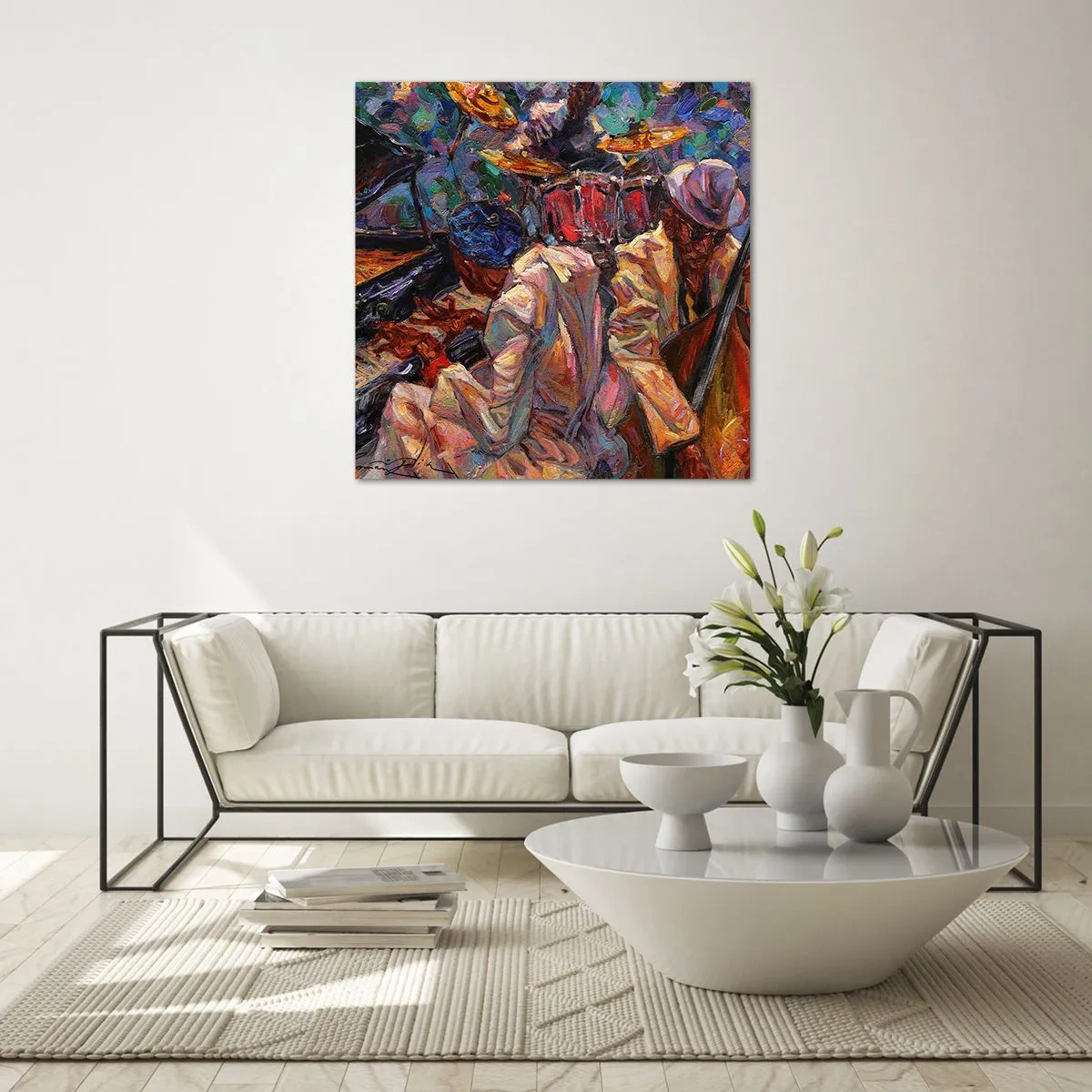 Billede på glas - I én rytme - 40x40 cm