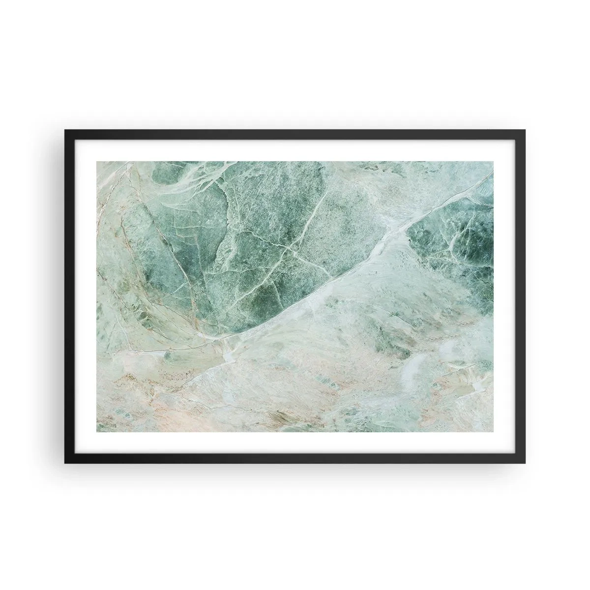 Plakat i sort ramme - Den ædle kølighed af sten - 70x50 cm