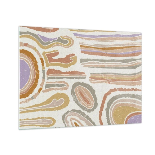 Billede på glas - Farverige abstrakte former, der ligner mineraltværsnit - 70x50cm - Farverige tværsnit - Moderne vægdekoration til stue og soveværelse ARTTOR