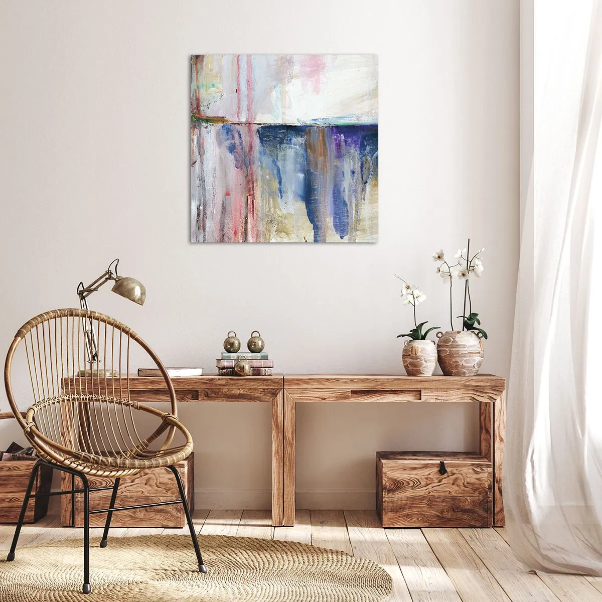 Lærredstryk - Billede på lærred - Farverige indtryk og associationer - 50x50 cm