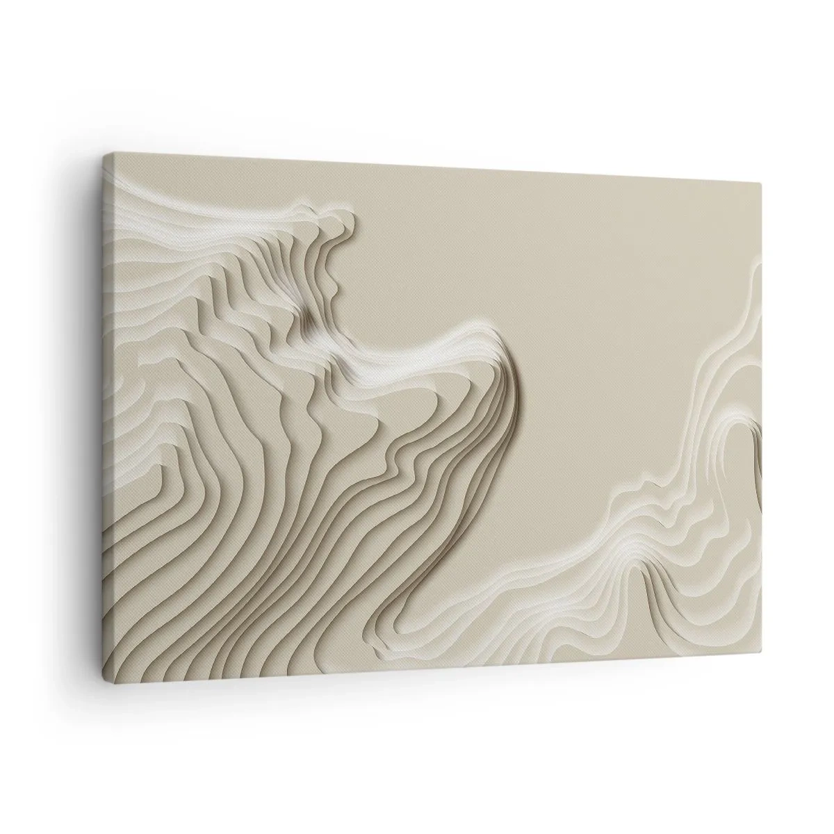 Lærredstryk - Billede på lærred - Et abstrakt mønster i beige nuancer med en lineær effekt. - 70x50cm - Kunstens topografi - Moderne vægdekoration til stue og soveværelse ARTTOR