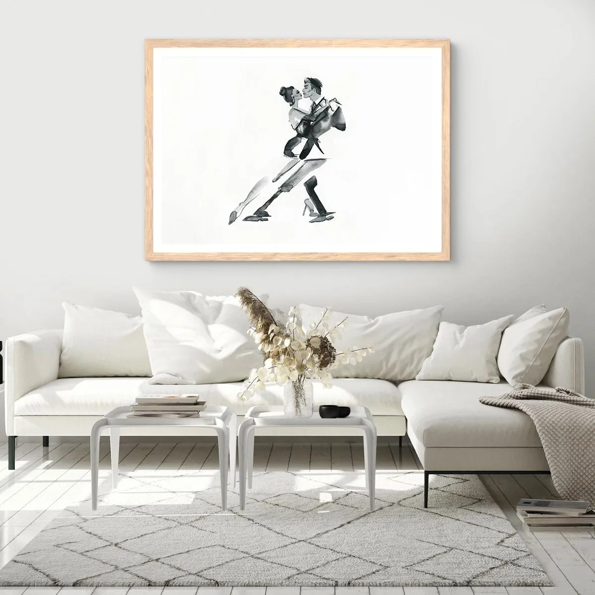 Plakat i ramme af lyst egetræ - I én rytme - 100x70 cm