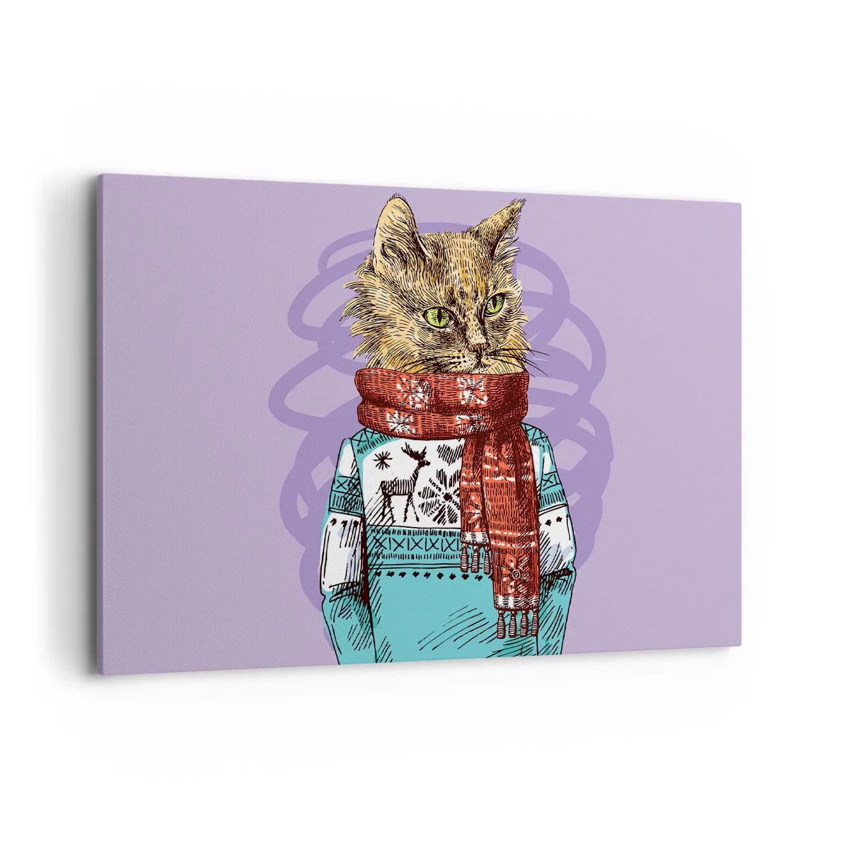 Lærredstryk - Billede på lærred - En kat ikke kun i sko - 100x70 cm