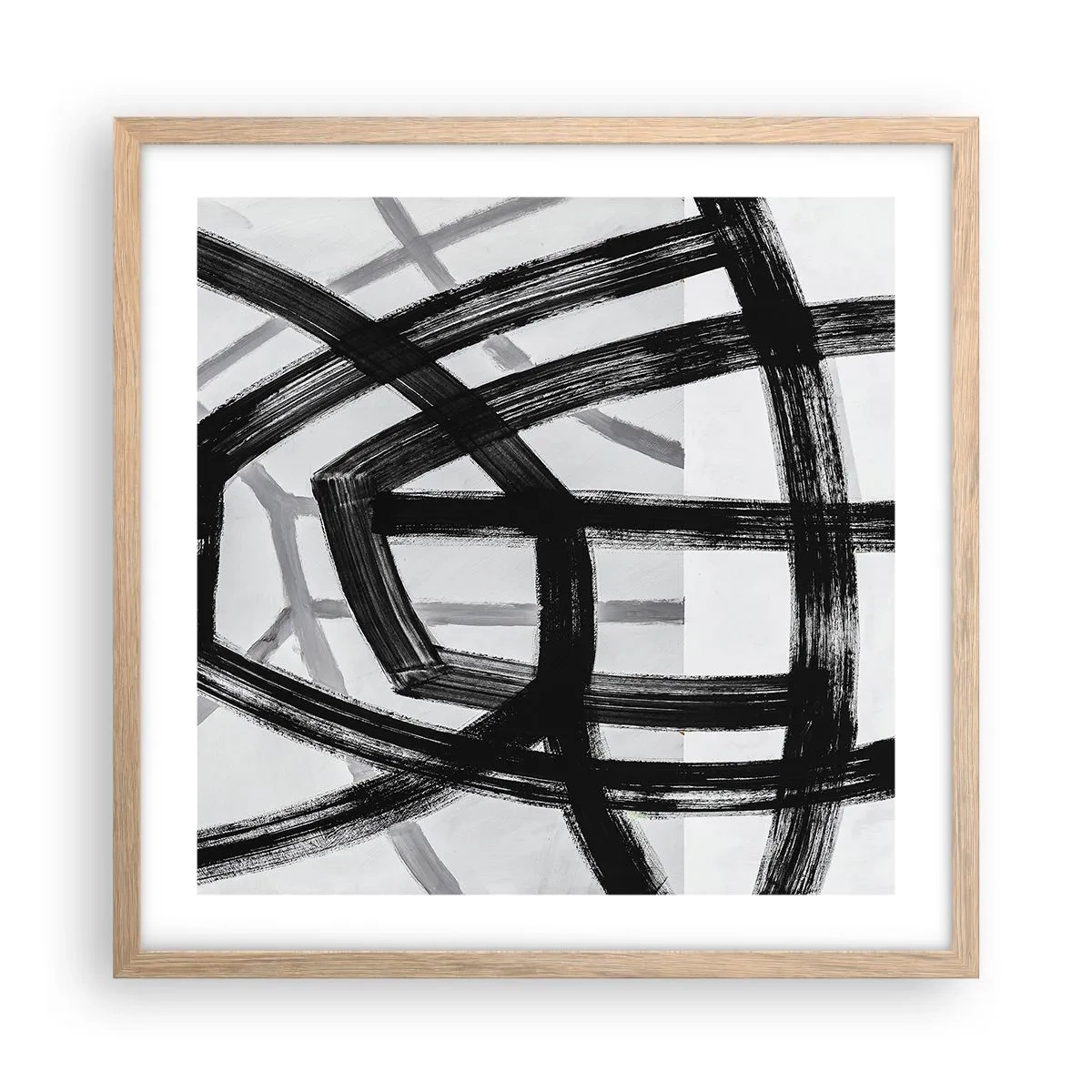 Plakat i ramme af lyst egetræ - Opbygning af dybde - 50x50 cm