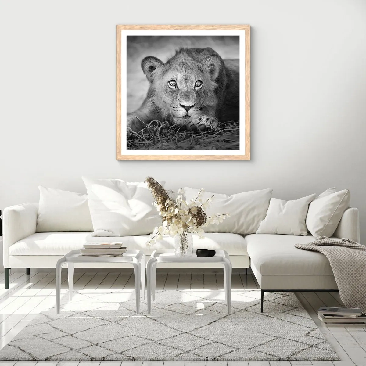 Plakat i ramme af lyst egetræ - Kongelig hvalp - 30x30 cm