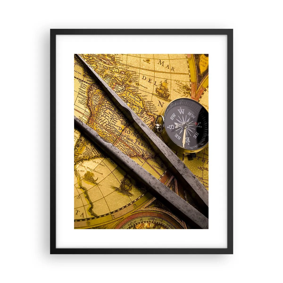 Plakat i sort ramme - Hvor er skattene? - 40x50 cm