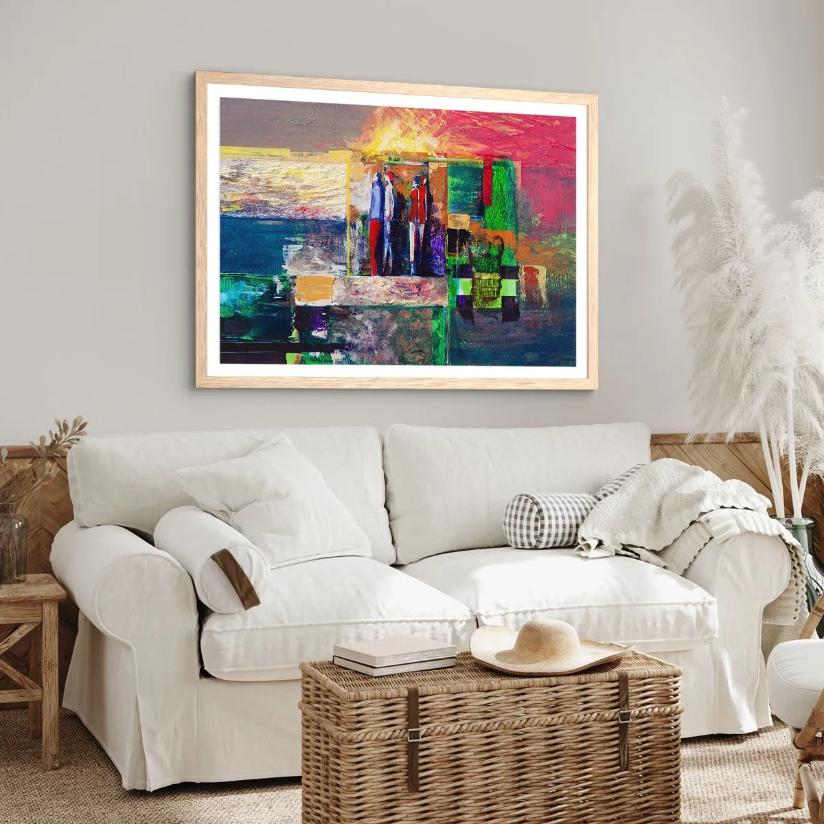 Plakat i ramme af lyst egetræ - Forhold og følelser - 70x50 cm