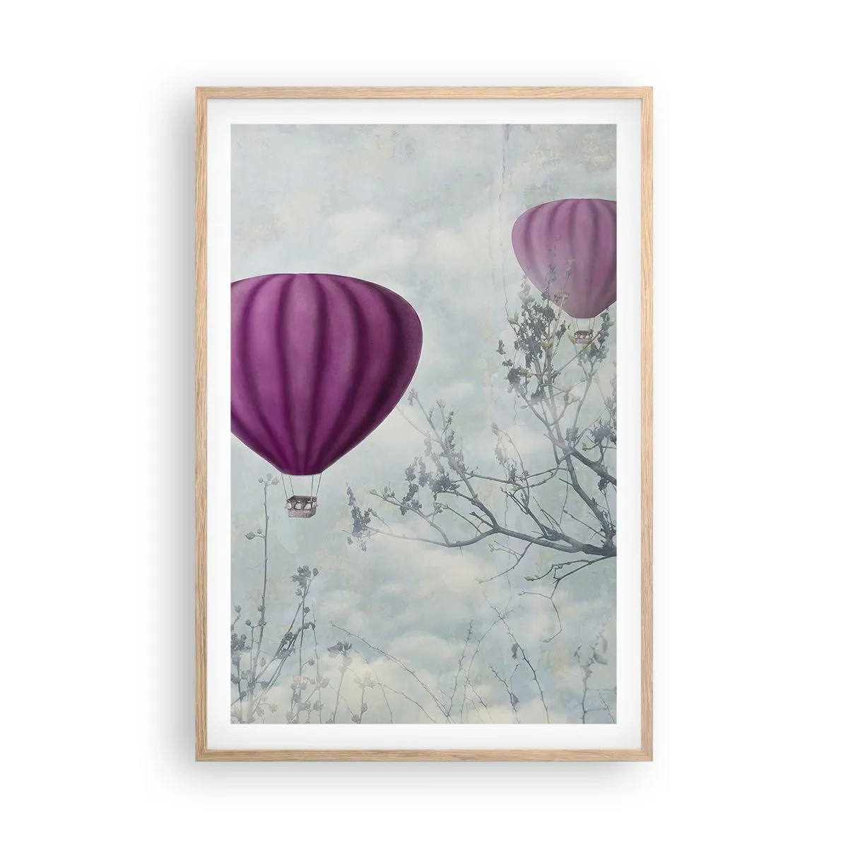 Plakat i ramme af lyst egetræ - Som skibe på himlen - 61x91 cm