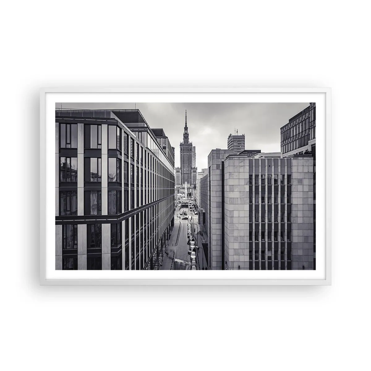 Plakat i hvid ramme - Warszawa dalen - 91x61 cm