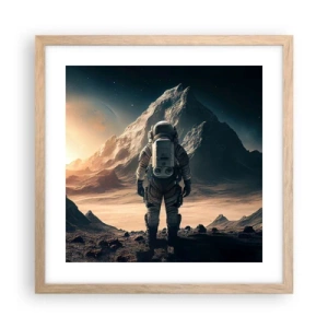 Plakat i ramme af lyst egetræ - En ny udfordring - 40x40 cm