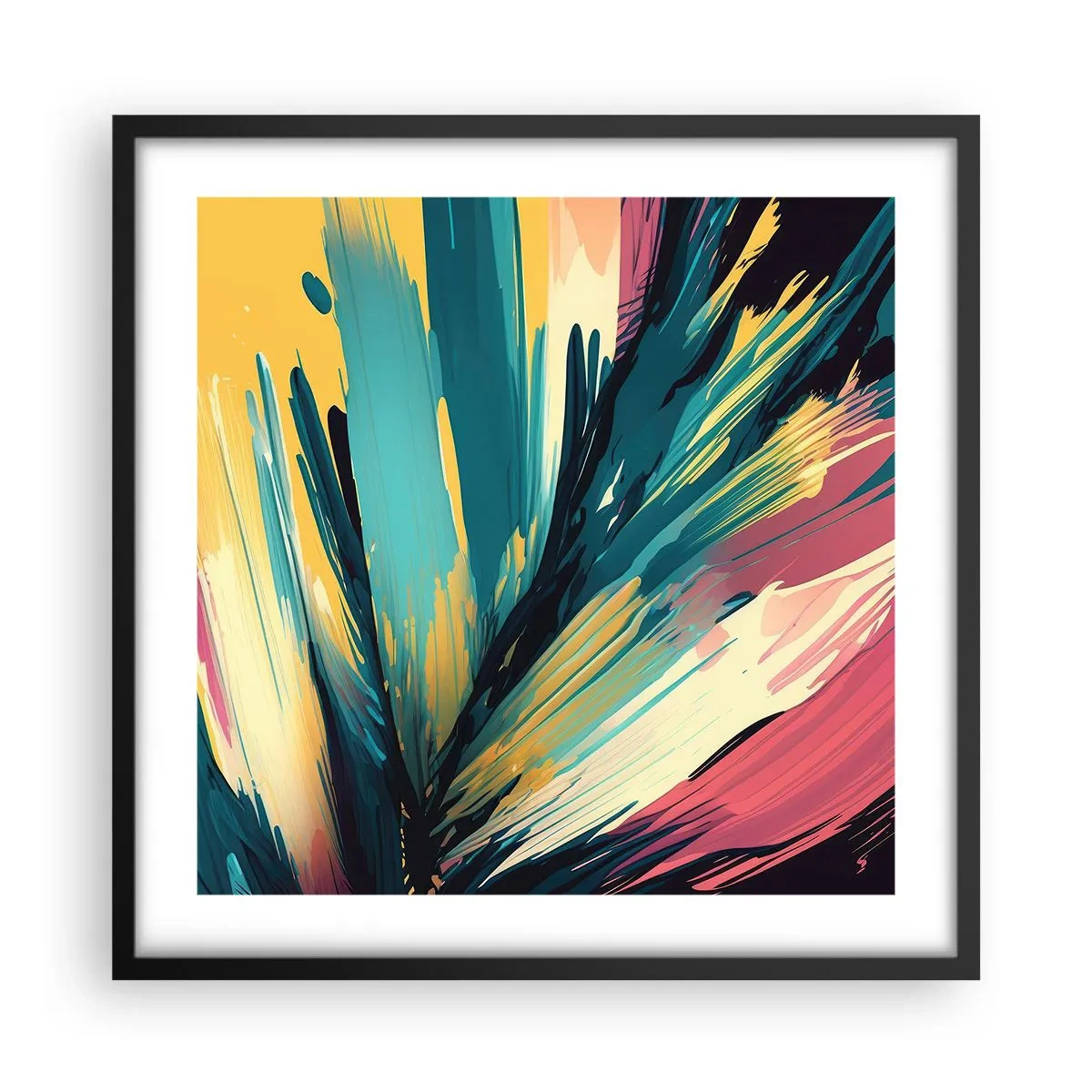 Plakat i sort ramme - Komposition - en eksplosion af glæde - 50x50 cm