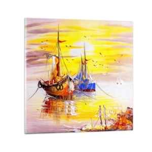 Billede på glas - Et velfortjent hvil i havnen - 70x70 cm