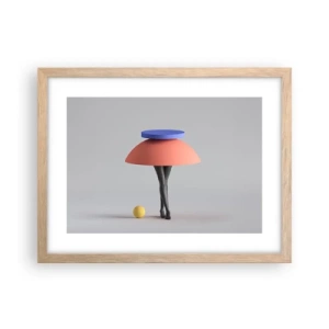 Plakat i ramme af lyst egetræ - Surrealistisk komposition - 40x30 cm