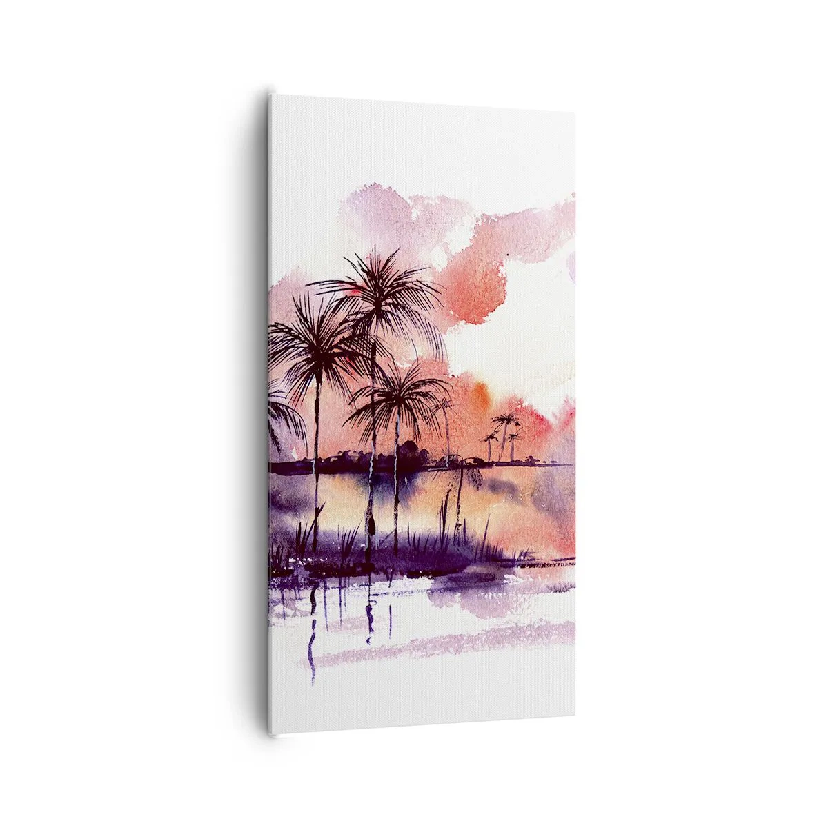 Lærredstryk - Billede på lærred - Tropernes ro i rødt - 65x120 cm