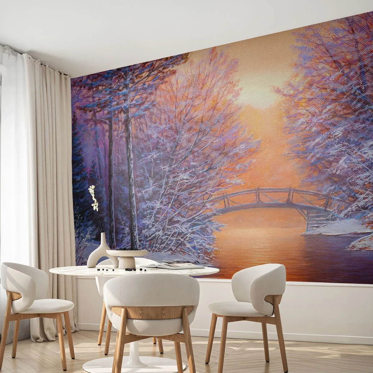 Fototapet Premium Sand - Lad os mødes her - Landskab, Parkere, Bro - 100x70 cm