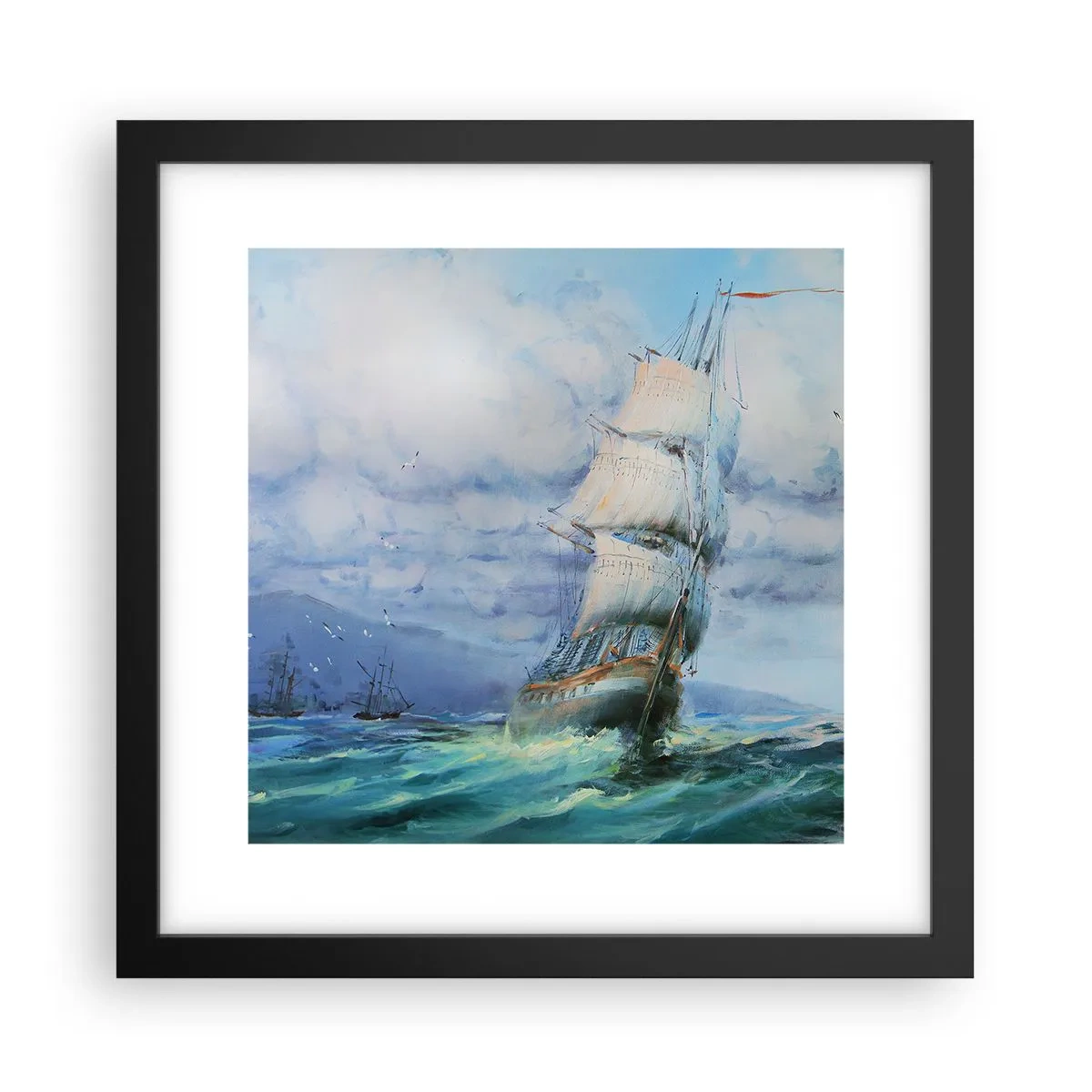 Plakat i sort ramme - God vind - 30x30 cm