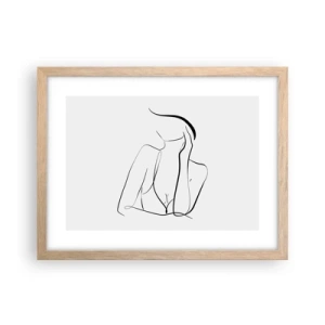 Plakat i ramme af lyst egetræ - På bølgen af en drøm - 40x30 cm