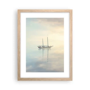 Plakat i ramme af lyst egetræ - I et hav af stilhed - 30x40 cm