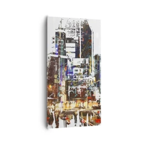 Lærredstryk - Billede på lærred - Flimrende by - 65x120 cm
