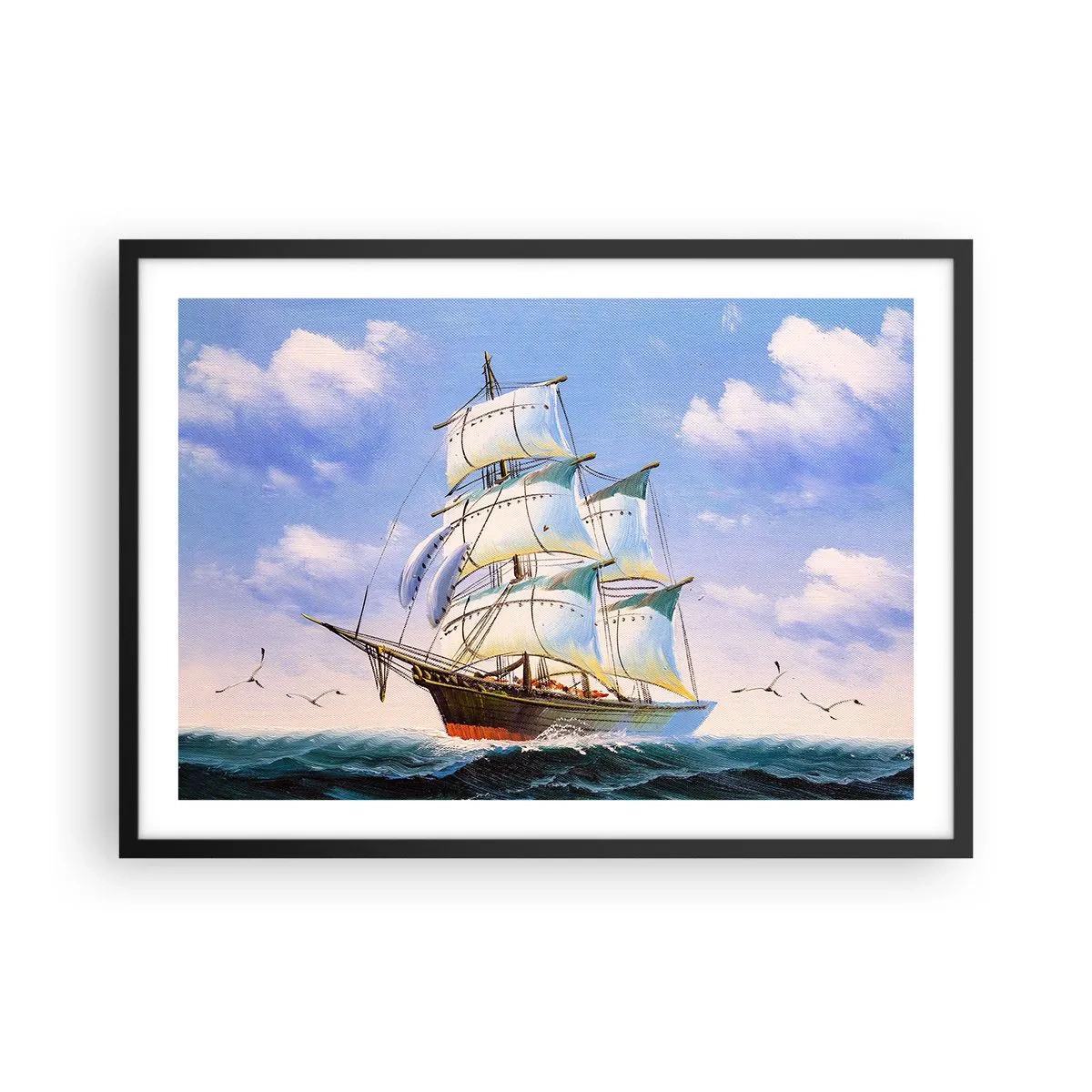 Plakat i sort ramme - Stolt med vinden - 70x50 cm