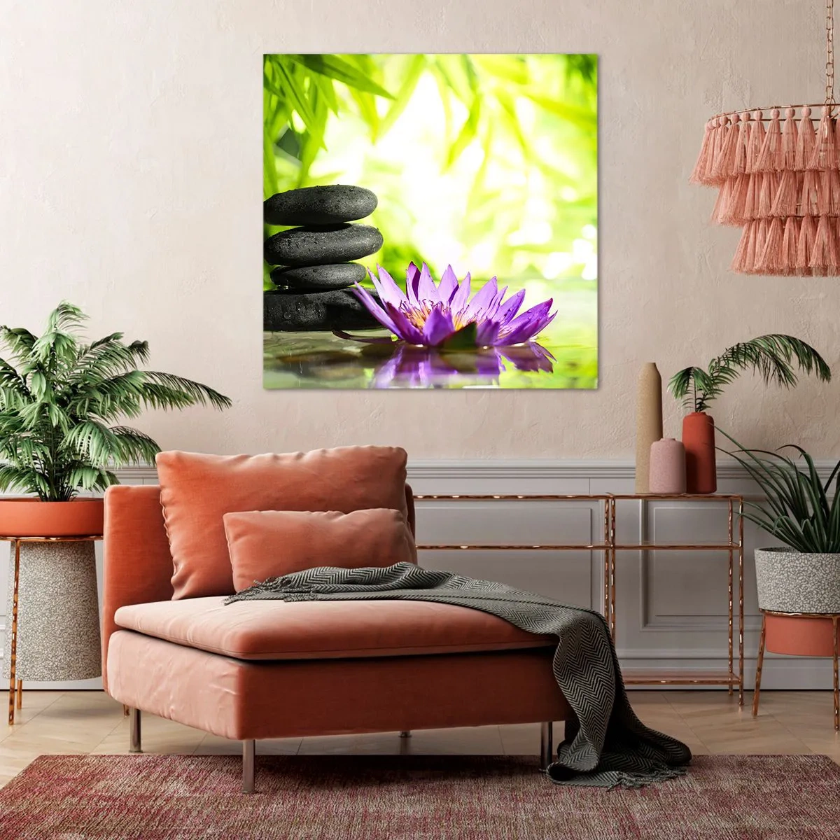 Lærredstryk - Billede på lærred - I en bambushytte - 70x70 cm