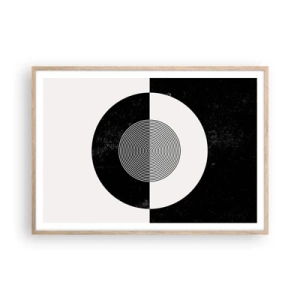 Plakat i ramme af lyst egetræ - Harmoni i sort og hvidt - 100x70 cm