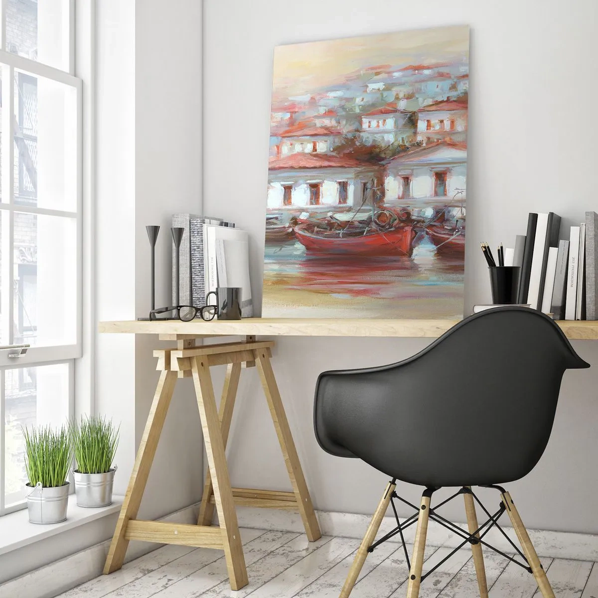 Billede på glas - Lykkelig by - 50x70 cm