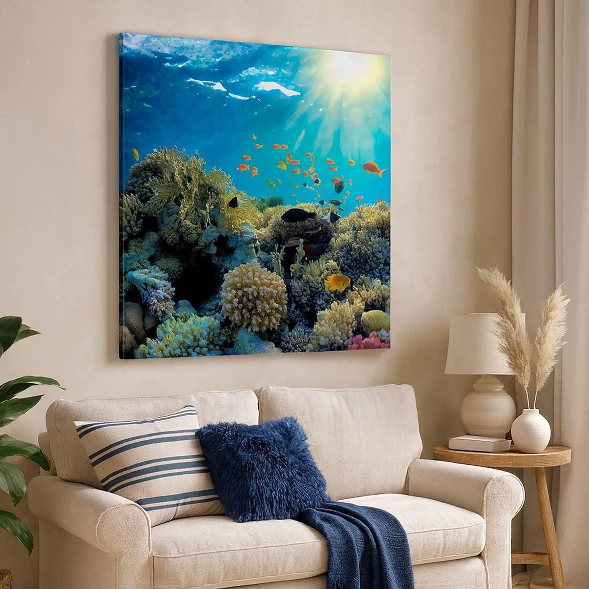 Lærredstryk - Billede på lærred - Undervandsskatte - 30x30 cm