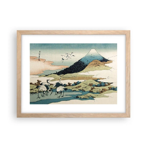 Plakat i ramme af lyst egetræ - I japansk ånd - 40x30 cm