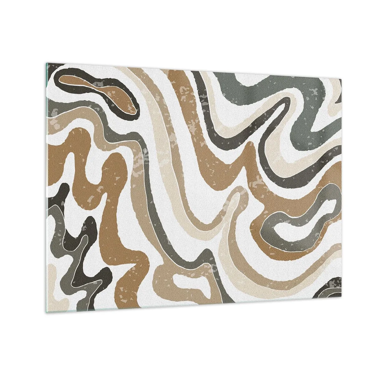 Billede på glas - Abstrakt mønster i jordfarver - 70x50cm - Slyngninger af jordfarver - Moderne vægdekoration til stue og soveværelse ARTTOR