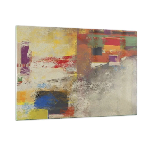 Billede på glas - Geometri af farver - 120x80 cm