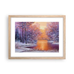 Plakat i ramme af lyst egetræ - Lad os mødes her - 40x30 cm