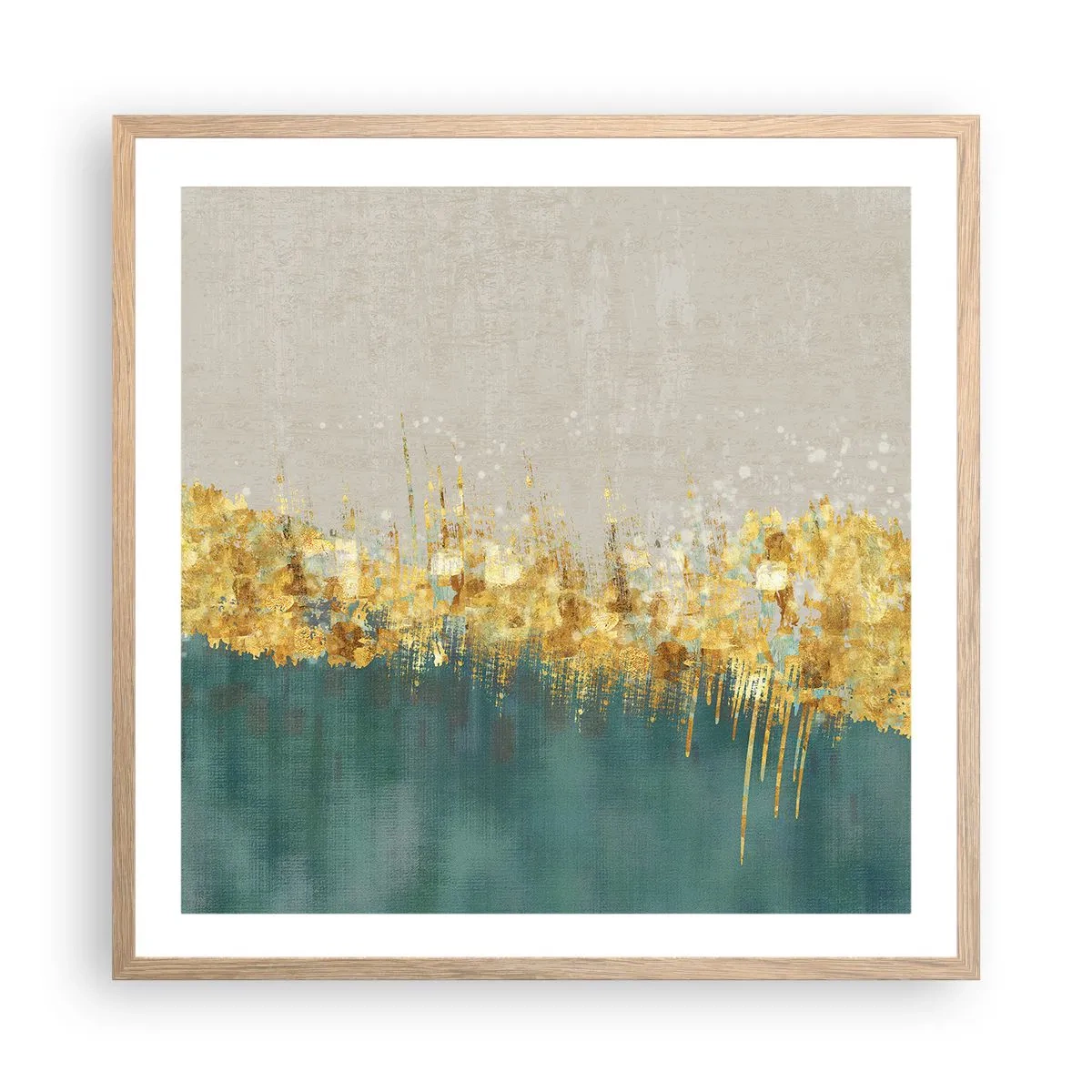 Plakat i ramme af lyst egetræ - Den gyldne grænse - 60x60 cm