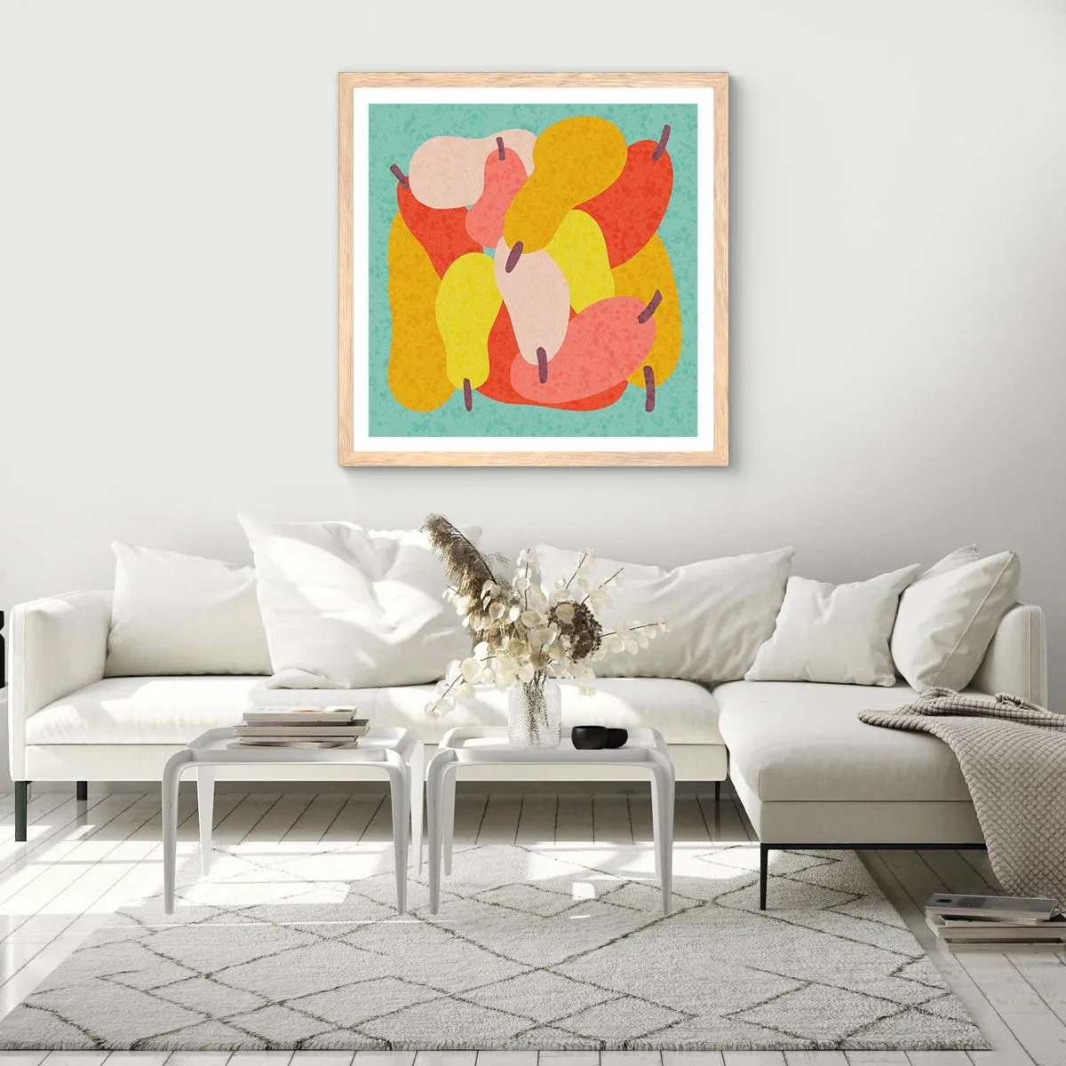 Plakat i ramme af lyst egetræ - Smag på sommersolen - 40x40 cm