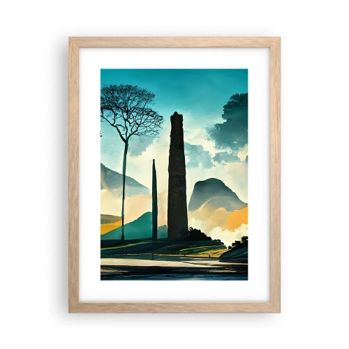 Plakat i ramme af lyst egetræ - Stadig højere og højere - 30x40 cm