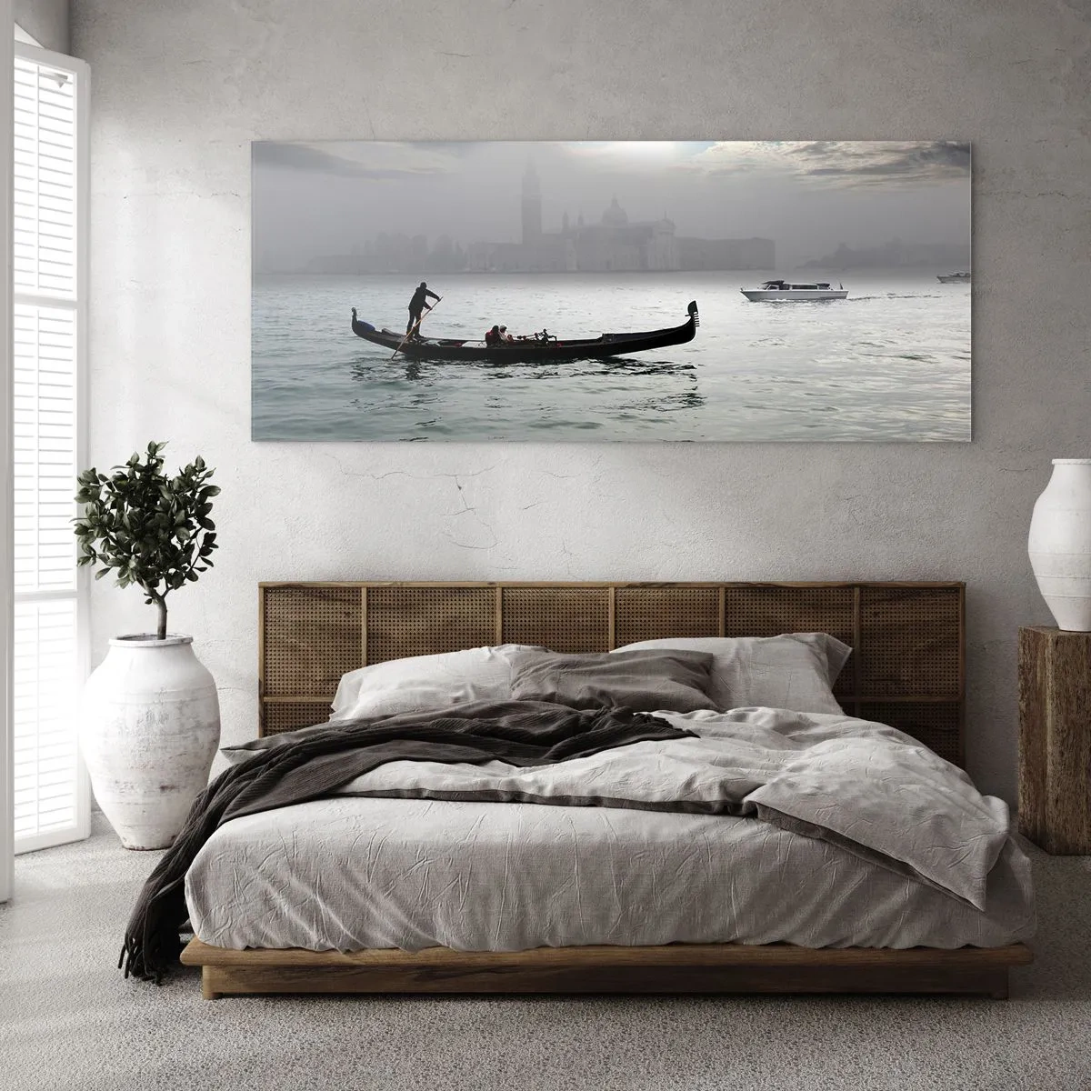 Billede på glas - En fabelagtig by af vand og tåge - 120x50 cm