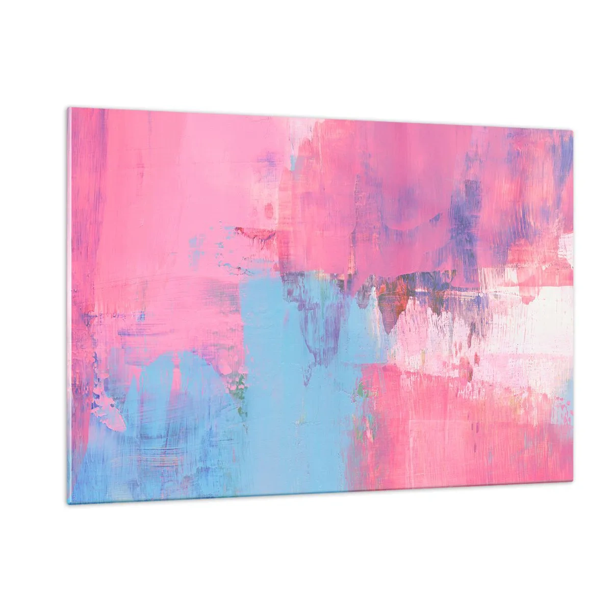 Billede på glas - Lyserød, blå og en knivspids lys - 120x80 cm