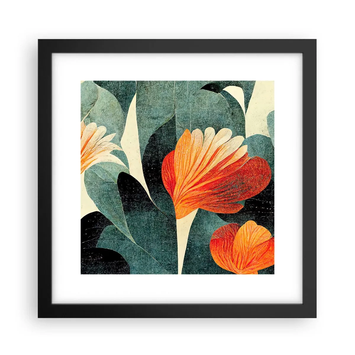 Plakat i sort ramme - Varmen fra troperne og køligheden fra det grønne - 30x30 cm
