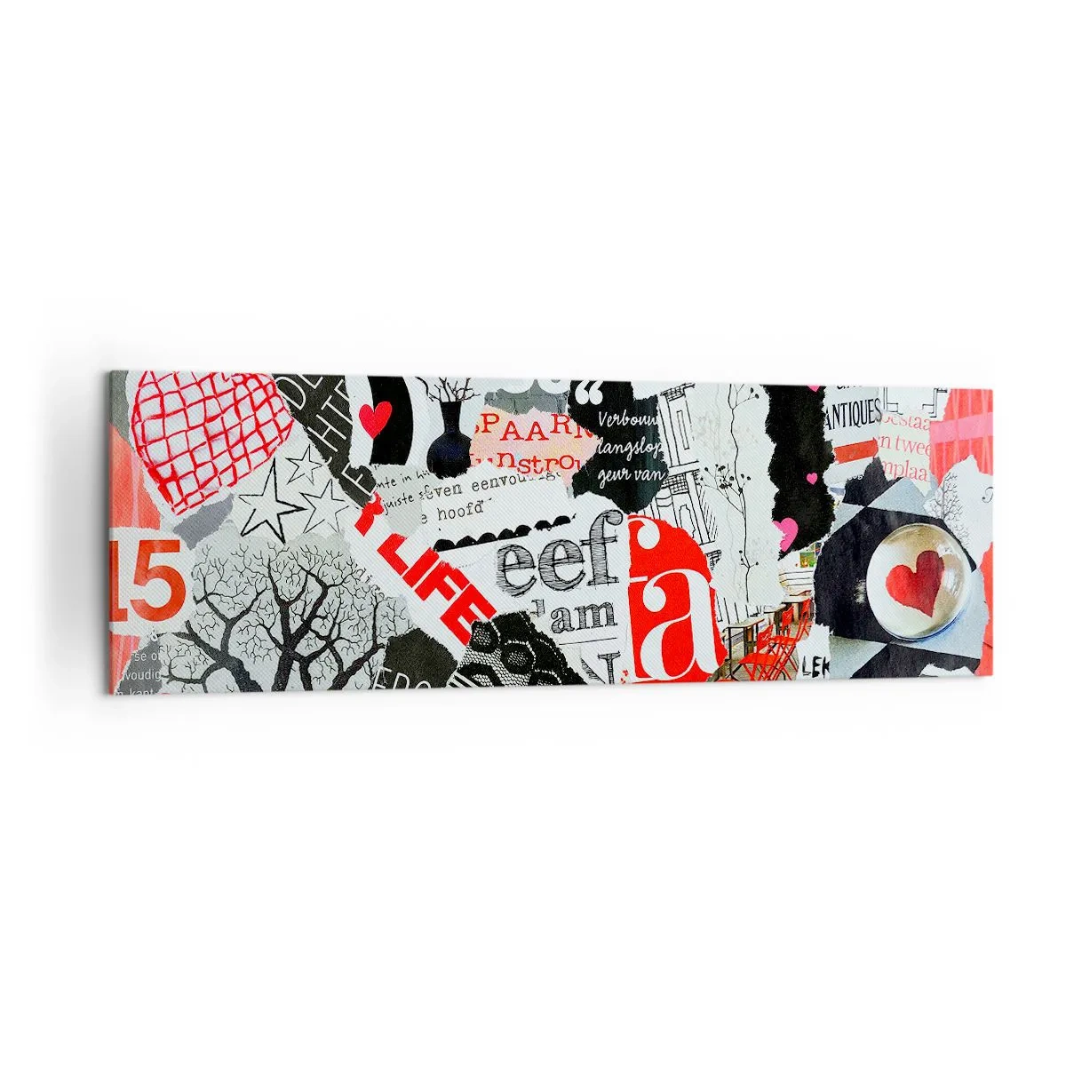 Lærredstryk - Billede på lærred - Hipster collage - 160x50 cm
