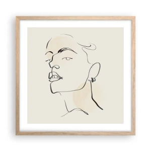 Plakat i ramme af lyst egetræ - Et stolt blik - 50x50 cm