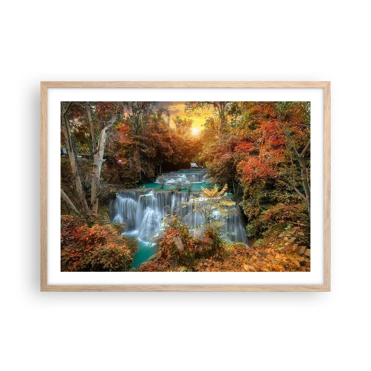 Plakat i ramme af lyst egetræ - Skovens skjulte skat - 70x50 cm