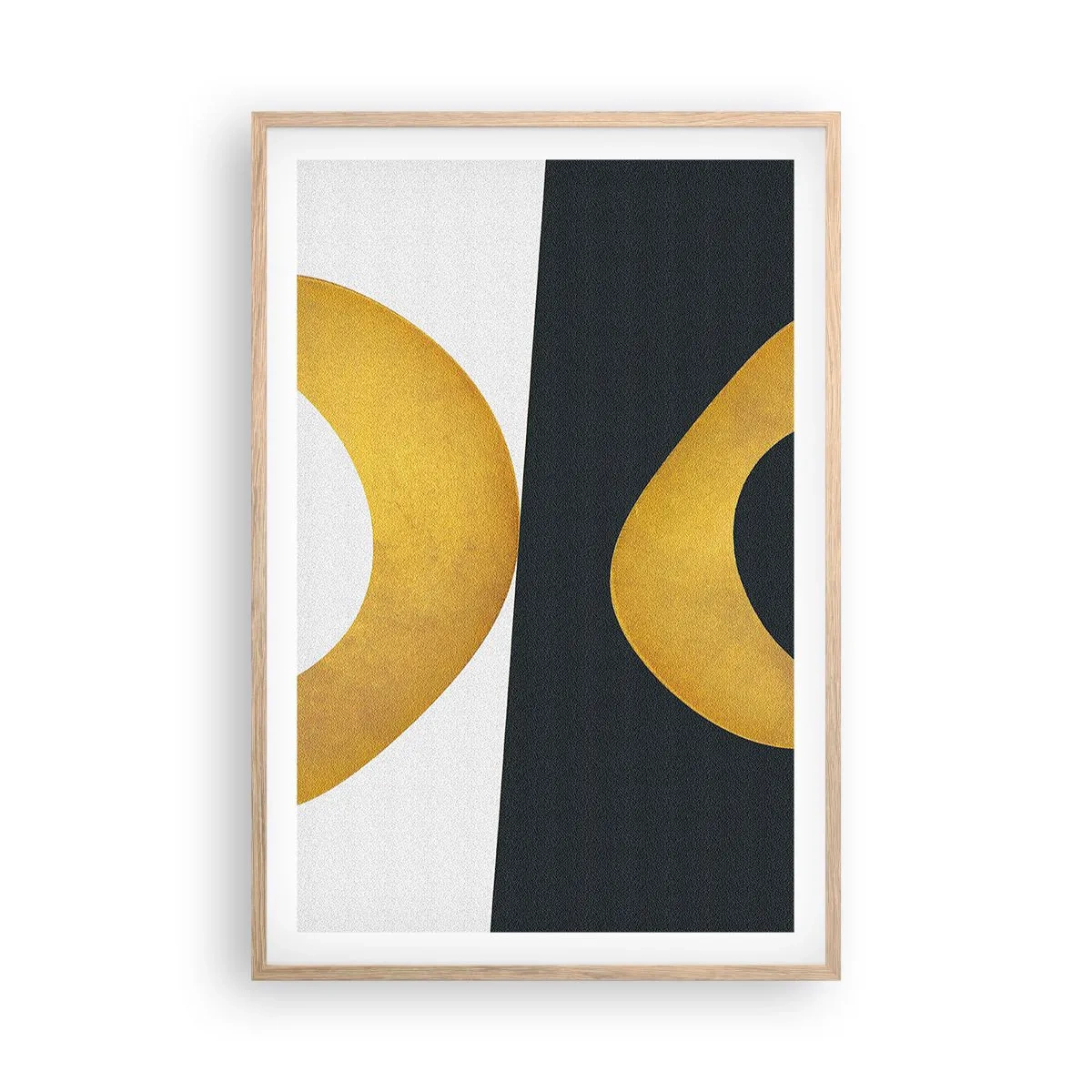 Plakat i ramme af lyst egetræ - Først: guld - 61x91 cm