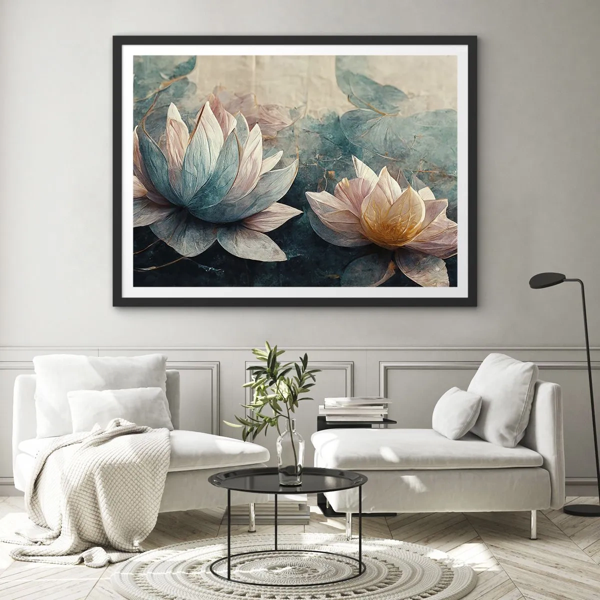 Plakat i sort ramme - Søens stjerner - 70x50 cm