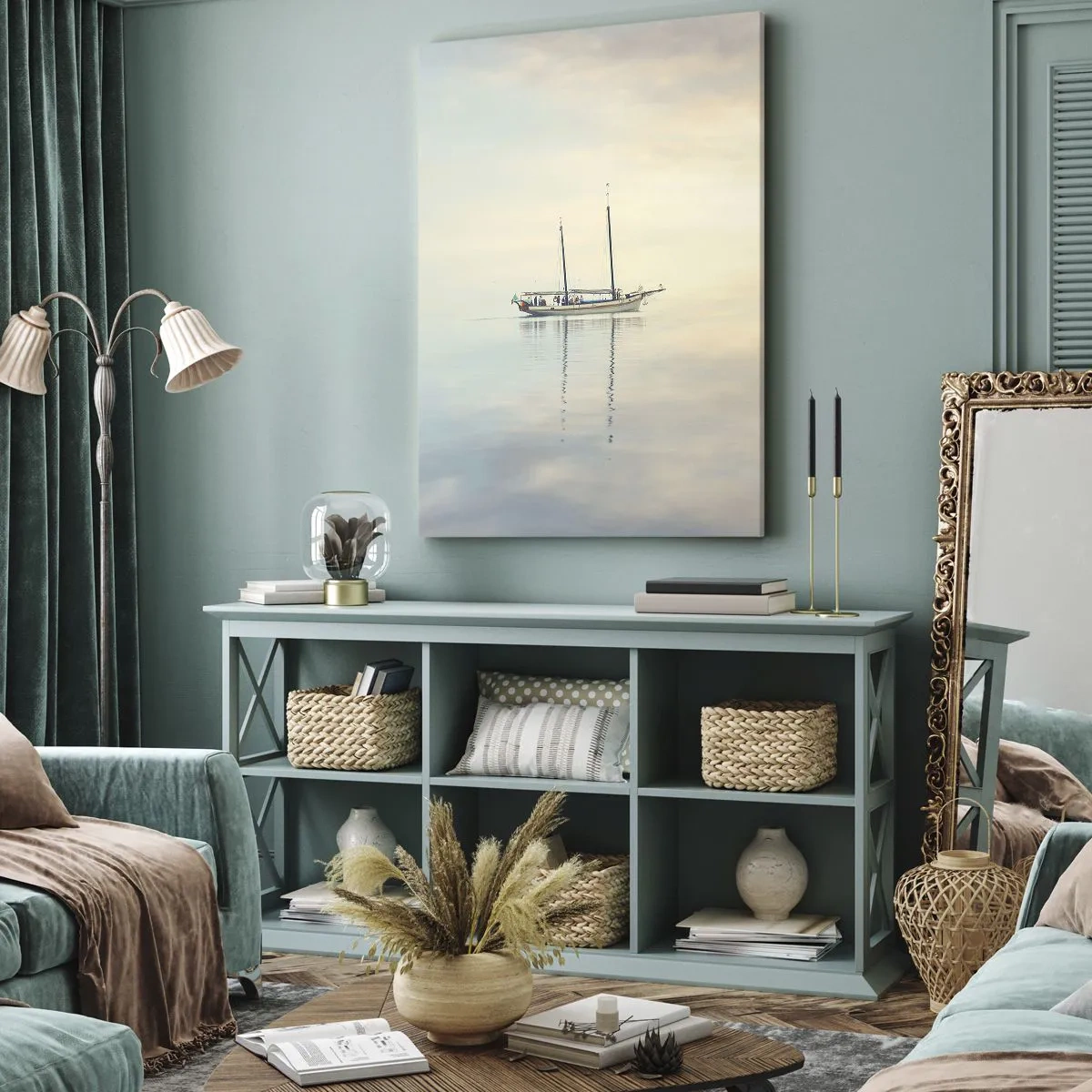 Lærredstryk - Billede på lærred - I et hav af stilhed - 45x80 cm