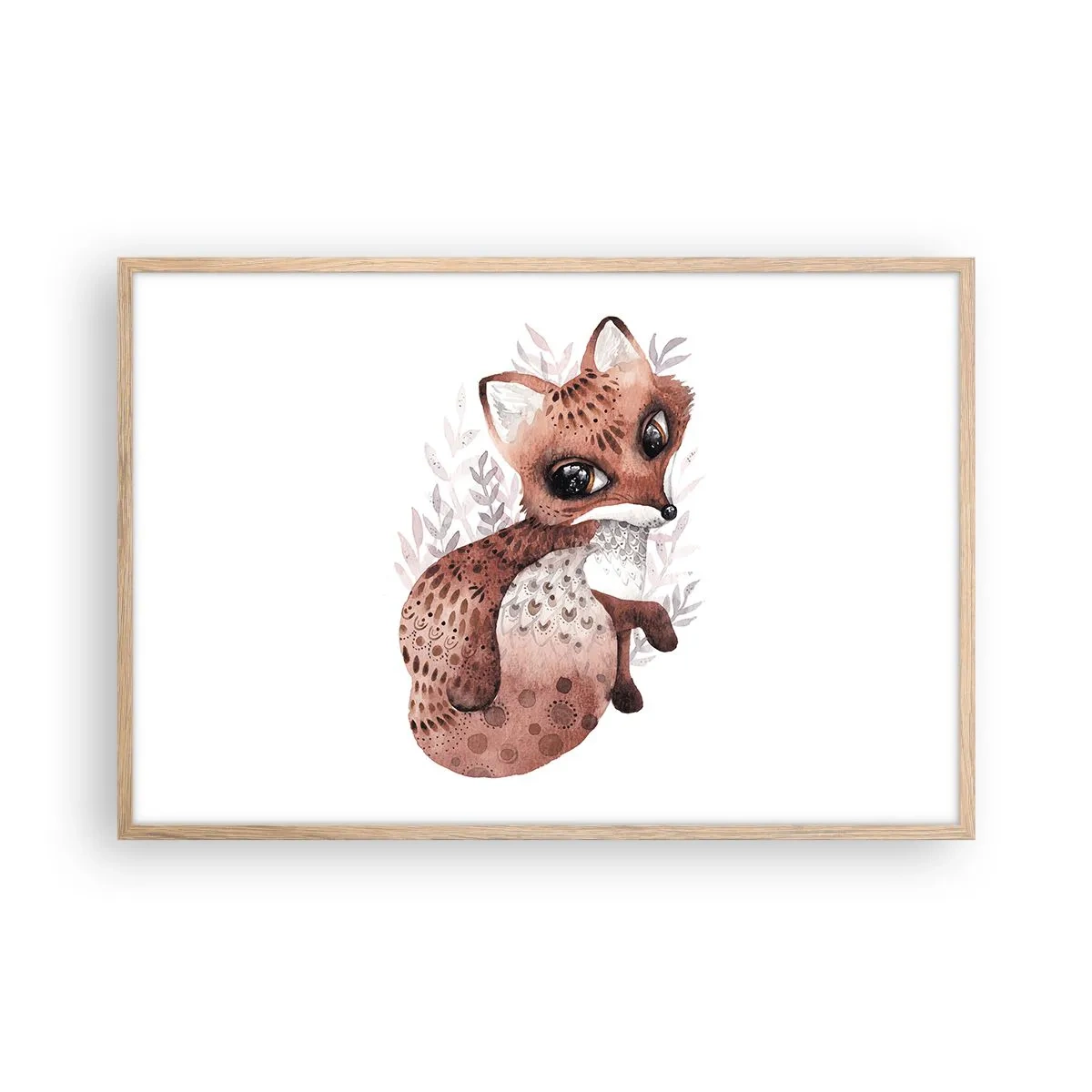 Plakat i ramme af lyst egetræ - Kun kærlighed - 91x61 cm