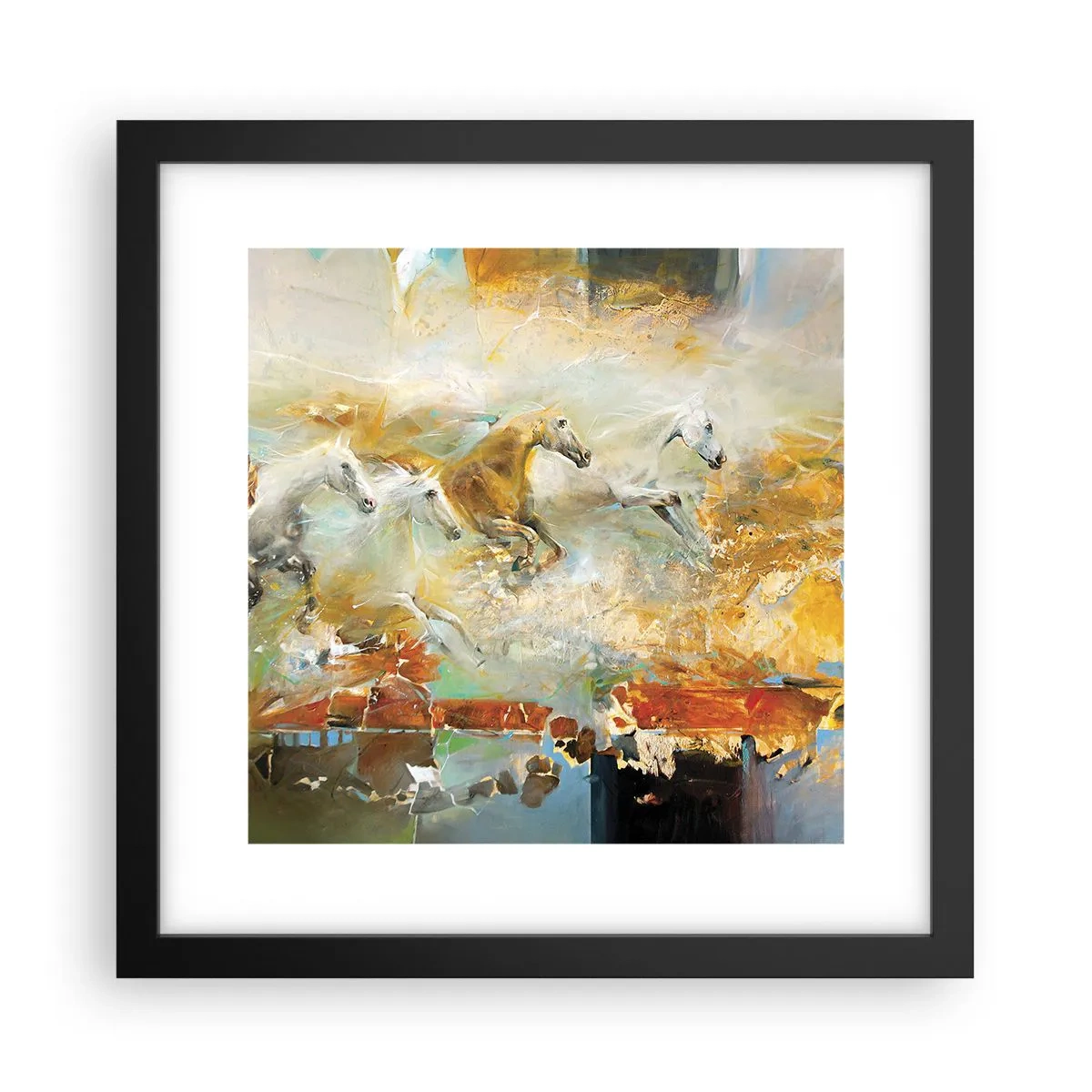 Plakat i sort ramme - Galopperer gennem lyset - 30x30 cm